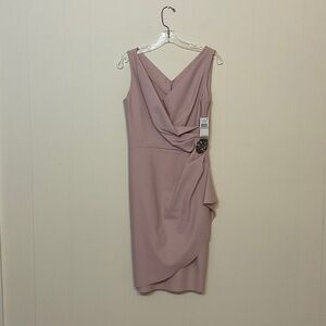 Alex Evenings Mauve Draped Midi Dress (NWT)